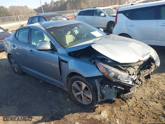 2014 Kia Optima Hybrid LX with VIN KNAGM4AD1E5072165, listed as a IAAI auction lot 41340575 with NaN miles. Bid and sale history available at carsss.com. Image 1.