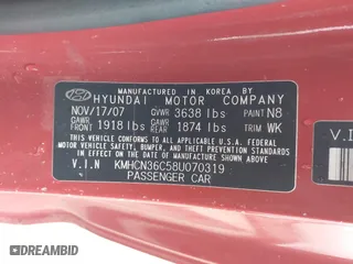 2008 Hyundai Accent SE with VIN KMHCN36C58U070319, listed as a IAAI auction lot 42010544 with 118,487 mi miles. Bid and sale history available at carsss.com. Image 9.