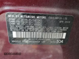 2019 Mitsubishi Mirage ES z VIN ML32F3FJXKHF15686, wystawiony jako Copart lot #55028705 z przebiegiem 107 945 mil mil oraz Szkoda całkowita • Salvage title. Historia ofert i sprzedaży dostępna na DreamBid. Obrazek 12.