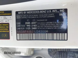 2018 Mercedes-Benz C 300 with VIN 55SWF4JB2JU243004, listed as a IAAI auction lot 42413093 with 78,738 mi miles and . Bid and sale history available at DreamBid. Image 9.