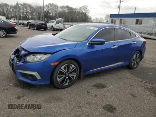 2016 Honda Civic EX-T with VIN 19XFC1F49GE016023, listed as a Copart auction lot 54152255 with 155,734 mi miles and Salvage title. Bid and sale history available at DreamBid. Image 1.