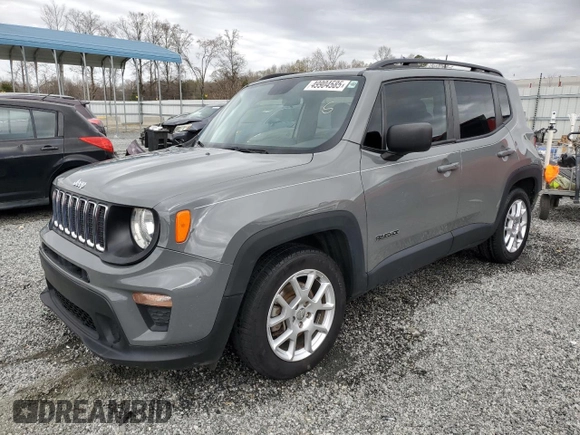 2020 Jeep Renegade Sport with VIN ZACNJAAB0LPL13344, listed as a Copart auction lot 49904585 with 53,663 mi miles and Salvage Title. Bid and sale history available at carsss.com. Image 1.