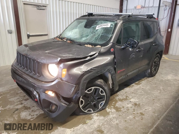 2017 Jeep Renegade Trailhawk with VIN ZACCJBCB4HPF09713, listed as a Copart auction lot 44865445 with 166,617 mi miles and Salvage title. Bid and sale history available at DreamBid. Image 1.