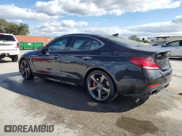 2019 Genesis G70 3.3T Advanced with VIN KMTG34LE4KU034332, listed as a Copart auction lot 76933854 with 72,160 mi miles and Non Repairable. Bid and sale history available at carsss.com. Image 2.