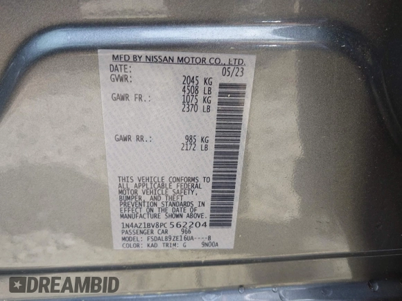2023 Nissan LEAF S z VIN 1N4AZ1BV8PC562204, wystawiony jako IAAI lot #41971493 z przebiegiem 9 445 mil mil oraz . Historia ofert i sprzedaży dostępna na DreamBid. Obrazek 9.
