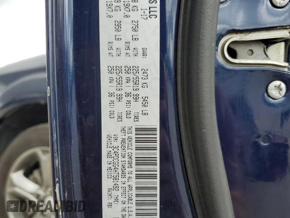 2017 Dodge Journey Crossroad Plus with VIN 3C4PDCGG4HT581492, listed as a Copart auction lot 56106085 with 129,476 mi miles and Salvage title. Bid and sale history available at DreamBid. Image 13.