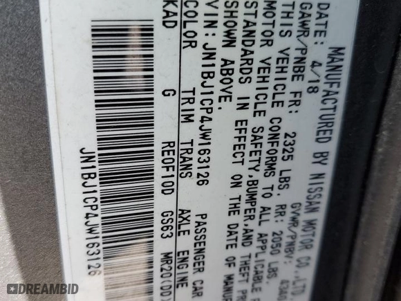2018 Nissan Rogue Sport S with VIN JN1BJ1CP4JW163126, listed as a Copart auction lot 48940885 with 81,449 mi miles and Salvage Title. Bid and sale history available at carsss.com. Image 13.