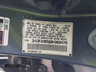 2009 Honda Civic LX z VIN 2HGFA16599H369479, wystawiony jako IAAI lot #41489267 z przebiegiem 143 297 mil mil oraz . Historia ofert i sprzedaży dostępna na DreamBid. Obrazek 9.