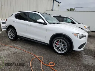 2019 Alfa Romeo Stelvio Ti with VIN ZASPAKBN2K7C58702, listed as a Copart auction lot 47459585 with 49,393 mi miles and Salvage title. Bid and sale history available at DreamBid. Image 4.