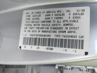 2008 Honda Accord EX with VIN 1HGCP26758A081951, listed as a IAAI auction lot 42187402 with 146,076 mi miles and . Bid and sale history available at DreamBid. Image 9.