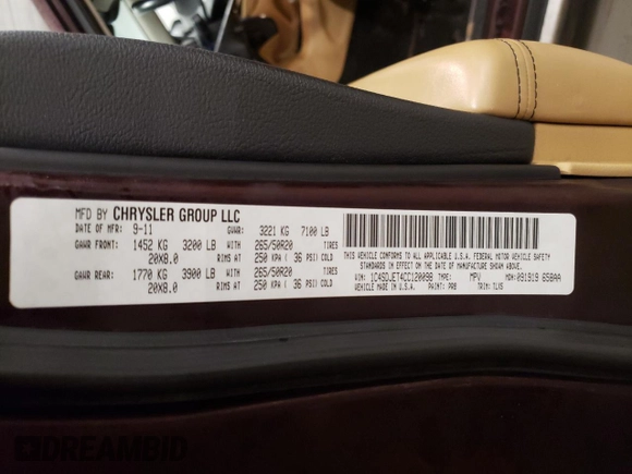 2012 Dodge Durango Citadel z VIN 1C4SDJET4CC120098, wystawiony jako Copart lot #48804375 z przebiegiem 132 968 mil mil oraz Nie do naprawy • Non repairable. Historia ofert i sprzedaży dostępna na DreamBid. Obrazek 13.