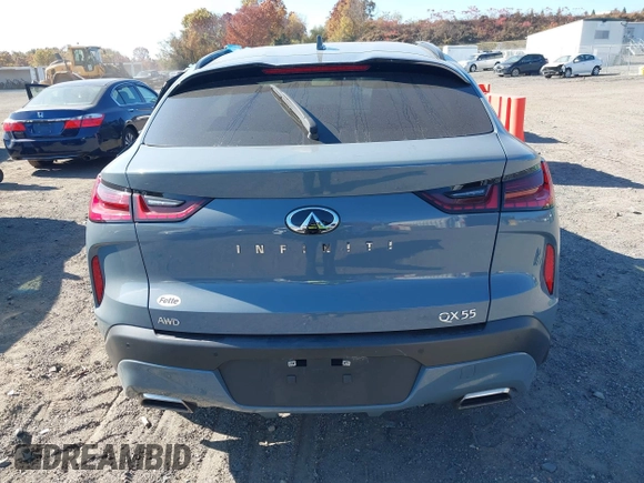 2023 Infiniti QX55 Essential with VIN 3PCAJ5KR6PF115918, listed as a IAAI auction lot 40584505 with 8,229 mi miles and . Bid and sale history available at DreamBid. Image 16.