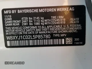2020 BMW X2 xDrive28i with VIN WBXYJ1C02L5P85780, listed as a Copart auction lot 43665555 with 14,451 mi miles and Salvage Title. Bid and sale history available at carsss.com. Image 12.