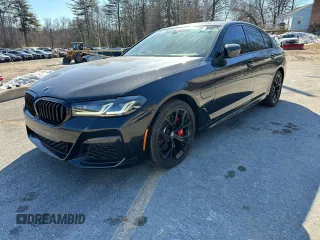 2021 BMW 5 Series 530e with VIN WBA13AG00MCG70580, listed as a Copart auction lot 48735115 with 74,628 mi miles and Clean Title. Bid and sale history available at carsss.com. Image 1.