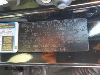 2013 Kia Optima Hybrid LX with VIN KNAGM4AD0D5042895, listed as a Copart auction lot 78072734 with 163,272 mi miles and Salvage Title. Bid and sale history available at carsss.com. Image 13.