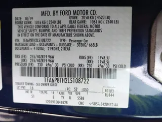 2020 Ford Mustang EcoBoost with VIN 1FA6P8TH2L5108722, listed as a IAAI auction lot 42182257 with 65,651 mi miles and . Bid and sale history available at DreamBid. Image 9.