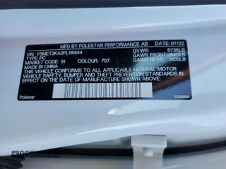 2023 Polestar 2 Performance z VIN YSMET3KA2PL115944, wystawiony jako Copart lot #45304335 z przebiegiem 8 230 mil mil oraz Szkoda całkowita • Salvage title. Historia ofert i sprzedaży dostępna na DreamBid. Obrazek 14.