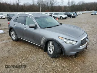 2017 Infiniti QX70 with VIN JN8CS1MW7HM410458, listed as a Copart auction lot 43272385 with 106,311 mi miles and Salvage title. Bid and sale history available at DreamBid. Image 4.