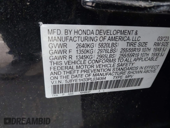 2023 Acura MDX с VIN 5J8YE1H33PL034064, выставлен на аукционе IAAI как лот 41745826 с пробегом Не указан миль и . История ставок и продаж доступна на DreamBid. Изображение 9.