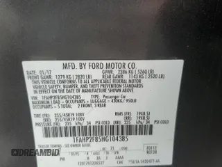 2017 Ford Taurus Limited with VIN 1FAHP2F85HG104385, listed as a Copart auction lot 61436675 with 155,807 mi miles and Salvage title. Bid and sale history available at DreamBid. Image 12.