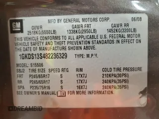 2008 GMC Envoy SLE2 with VIN 1GKDS13S482236329, listed as a Copart auction lot 87001674 with 150,807 mi miles and Salvage Title. Bid and sale history available at carsss.com. Image 12.