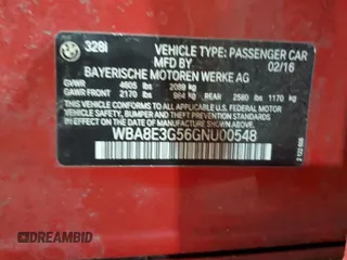 2016 BMW 3 Series 328i xDrive z VIN WBA8E3G56GNU00548, wystawiony jako Copart lot #45770255 z przebiegiem 96 877 mil mil oraz Czysty tytuł • Clean title. Historia ofert i sprzedaży dostępna na DreamBid. Obrazek 12.