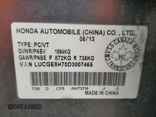 2013 Honda Fit Sport z VIN LUCGE8H70D3007465, wystawiony jako Copart lot #53542045 z przebiegiem 223 335 mil mil oraz Szkoda całkowita • Salvage title. Historia ofert i sprzedaży dostępna na DreamBid. Obrazek 13.