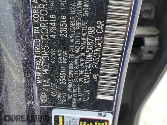 2017 Kia Cadenza Limited with VIN KNALC4J10H5087798, listed as a Copart auction lot 86920494 with 85,733 mi miles and Clean Title. Bid and sale history available at carsss.com. Image 12.