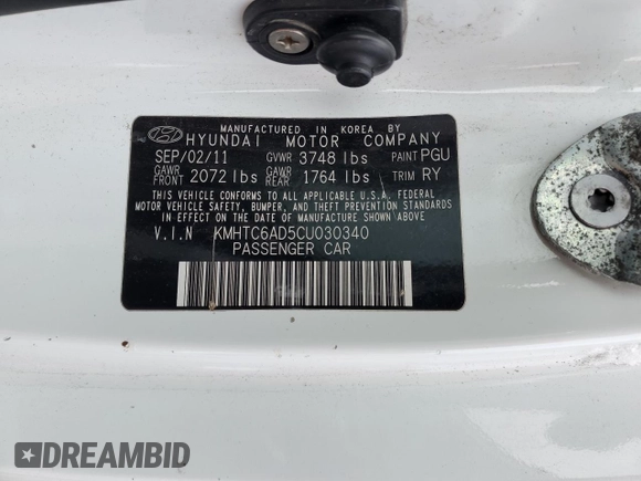 2012 Hyundai Veloster w/Red Int with VIN KMHTC6AD5CU030340, listed as a Copart auction lot 45793405 with 139,667 mi miles and Clean title. Bid and sale history available at DreamBid. Image 12.