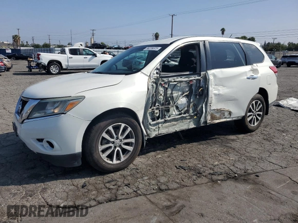 2014 Nissan Pathfinder S z VIN 5N1AR2MN4EC690798, wystawiony jako Copart lot #56239325 z przebiegiem 188 131 mil mil oraz Szkoda całkowita • Salvage title. Historia ofert i sprzedaży dostępna na DreamBid. Obrazek 1.
