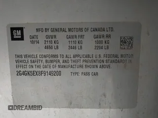 2015 Buick Regal z VIN 2G4GK5EX8F9149200, wystawiony jako IAAI lot #40900040 z przebiegiem Nie podano mil oraz . Historia ofert i sprzedaży dostępna na DreamBid. Obrazek 9.