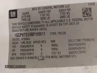 2011 Chevrolet Silverado 1500 with VIN 1GCPKTE39BF169611, listed as a IAAI auction lot 41270847 with 184,975 mi miles and . Bid and sale history available at DreamBid. Image 9.