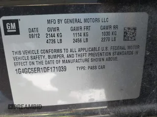 2013 Buick LaCrosse Leather with VIN 1G4GC5ER1DF171039, listed as a IAAI auction lot 41805894 with 93,601 mi miles and . Bid and sale history available at DreamBid. Image 9.