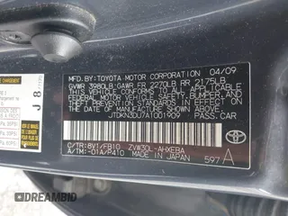2010 Toyota Prius II with VIN JTDKN3DU7A1001909, listed as a IAAI auction lot 42257680 with 226,251 mi miles and . Bid and sale history available at DreamBid. Image 9.