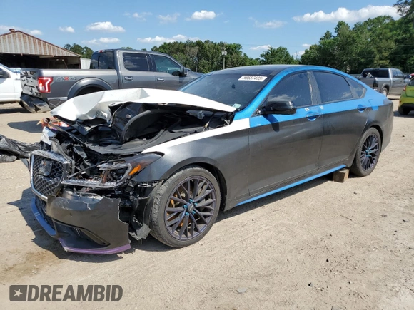 2018 Genesis G80 Sport z VIN KMHGN4JB2JU223881, wystawiony jako Copart lot #56557435 z przebiegiem Nie podano mil oraz Szkoda całkowita • Salvage title. Historia ofert i sprzedaży dostępna na DreamBid. Obrazek 1.