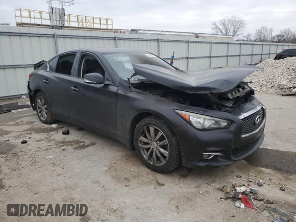 2016 Infiniti Q50 2.0t Premium with VIN JN1CV7ARXGM250582, listed as a Copart auction lot 87458344 with 0 mi miles and Salvage Title. Bid and sale history available at carsss.com. Image 4.
