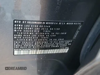 2024 Volkswagen Tiguan SE z VIN 3VV3B7AX0RM107010, wystawiony jako IAAI lot #42845198 z przebiegiem 22 903 mil mil oraz . Historia ofert i sprzedaży dostępna na DreamBid. Obrazek 34.