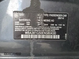 2014 BMW 3 Series 320i with VIN WBA3B1G50ENS80430, listed as a Copart auction lot 49047275 with 107,664 mi miles and Salvage Title. Bid and sale history available at carsss.com. Image 14.