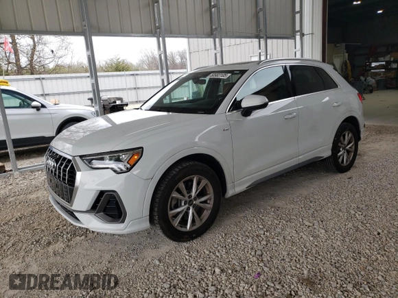 2023 Audi Q3 S line Premium with VIN WA1DECF31P1104632, listed as a Copart auction lot 50983105 with 17,579 mi miles and Salvage title. Bid and sale history available at DreamBid. Image 1.