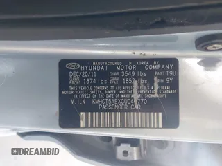 2012 Hyundai Accent GS with VIN KMHCT5AEXCU040770, listed as a IAAI auction lot 42265628 with 139,595 mi miles and . Bid and sale history available at DreamBid. Image 9.