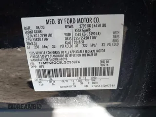 2020 Ford Explorer ST with VIN 1FM5K8GC5LGC95974, listed as a IAAI auction lot 41721829 with 64,870 mi miles. Bid and sale history available at carsss.com. Image 9.