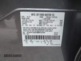 2021 Ford Edge SE with VIN 2FMPK3G91MBA32468, listed as a IAAI auction lot 42238057 with 120,691 mi miles and . Bid and sale history available at DreamBid. Image 9.