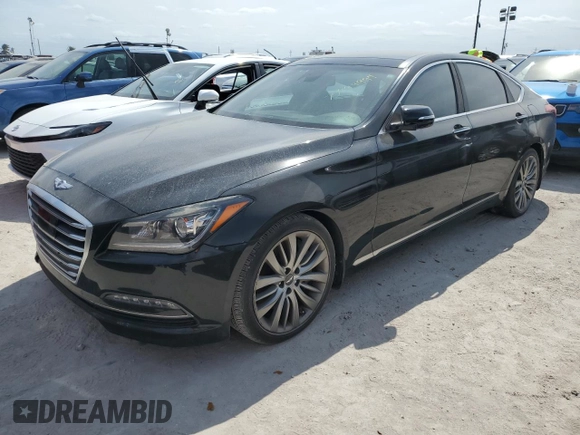 2015 Hyundai Genesis 5.0L with VIN KMHGN4JFXFU067518, listed as a Copart auction lot 75999994 with 0 mi miles and Non Repairable. Bid and sale history available at carsss.com. Image 1.