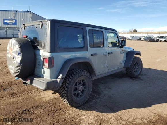 2024 Jeep Wrangler 4xe Willys with VIN 1C4RJXN65RW342693, listed as a Copart auction lot 42252385 with 7,141 mi miles and Salvage Title. Bid and sale history available at carsss.com. Image 3.