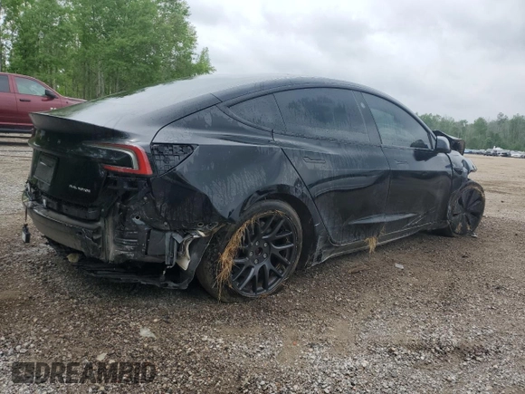 2025 Tesla Model 3 Long Range with VIN 5YJ3E1EB6SF923974, listed as a Copart auction lot 57059495 with 9,108 mi miles and Salvage title. Bid and sale history available at DreamBid. Image 3.
