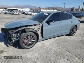 2023 Infiniti Q50 Red Sport 400 with VIN JN1FV7DP3PM570348, listed as a Copart auction lot 80996414 with 35,011 mi miles and Salvage Title. Bid and sale history available at DreamBid. Image 1.