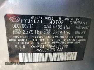 2014 Hyundai Azera с VIN KMHFG4JG6EA354742, выставлен на аукционе Copart как лот 48163345 с пробегом 104 983 миль миль и Списание • Salvage title. История ставок и продаж доступна на DreamBid. Изображение 12.