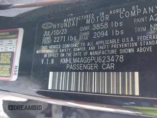 2023 Hyundai Elantra SEL z VIN KMHLM4AG6PU623478, wystawiony jako IAAI lot #40790315 z przebiegiem 14 654 mil mil oraz . Historia ofert i sprzedaży dostępna na DreamBid. Obrazek 9.