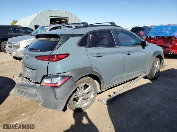 2022 Hyundai Kona SEL with VIN KM8K62AB0NU819492, listed as a Copart auction lot 78095244 with 124,406 mi miles and Salvage Title. Bid and sale history available at carsss.com. Image 3.