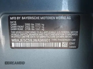 2018 BMW 5 Series 540i with VIN WBAJE5C59JWA96901, listed as a IAAI auction lot 41690919 with 67,395 mi miles and . Bid and sale history available at carsss.com. Image 9.